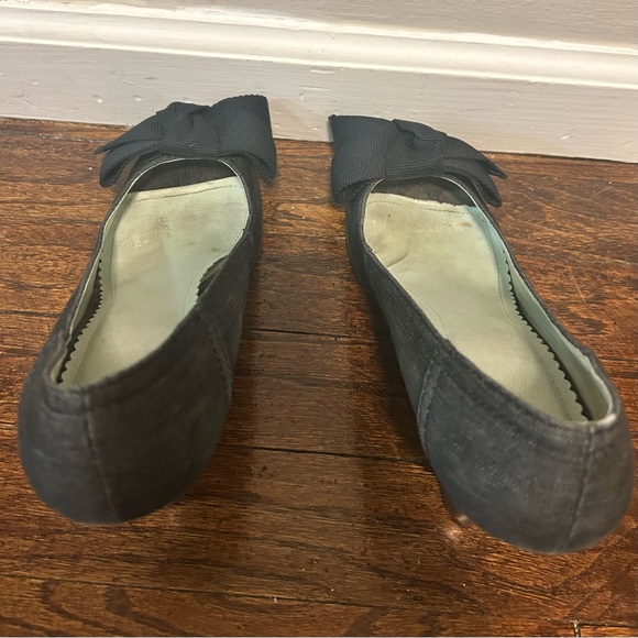 Gap Black Denim Wedge Peep Toe Shoes With Bow, Size 9 - Picture 4 of 10